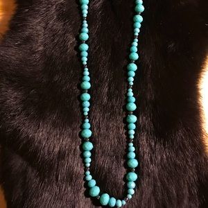 Coral Blue with dark small metal beaded necklace